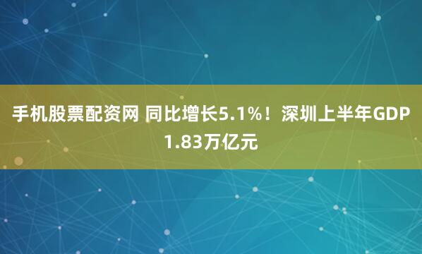 手机股票配资网 同比增长5.1%！深圳上半年GDP1.83万亿元