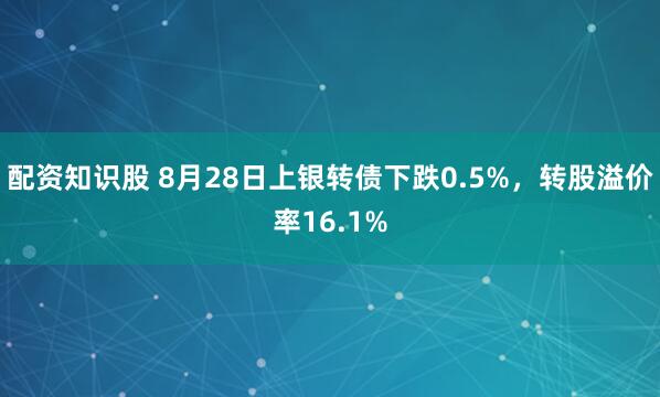 配资知识股 8月28日上银转债下跌0.5%，转股溢价率16.1%
